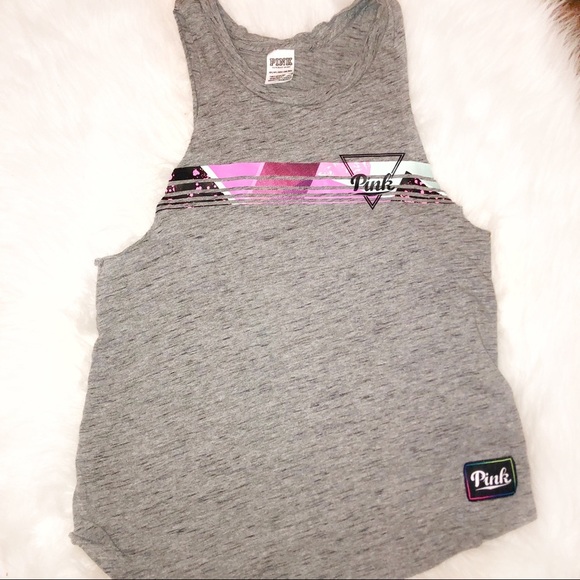 PINK xsmall grey gym/yoga/sleep cotton tank top - Picture 3 of 3